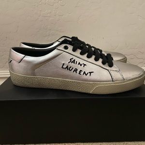 Saint Laurent metallic leather sneakers